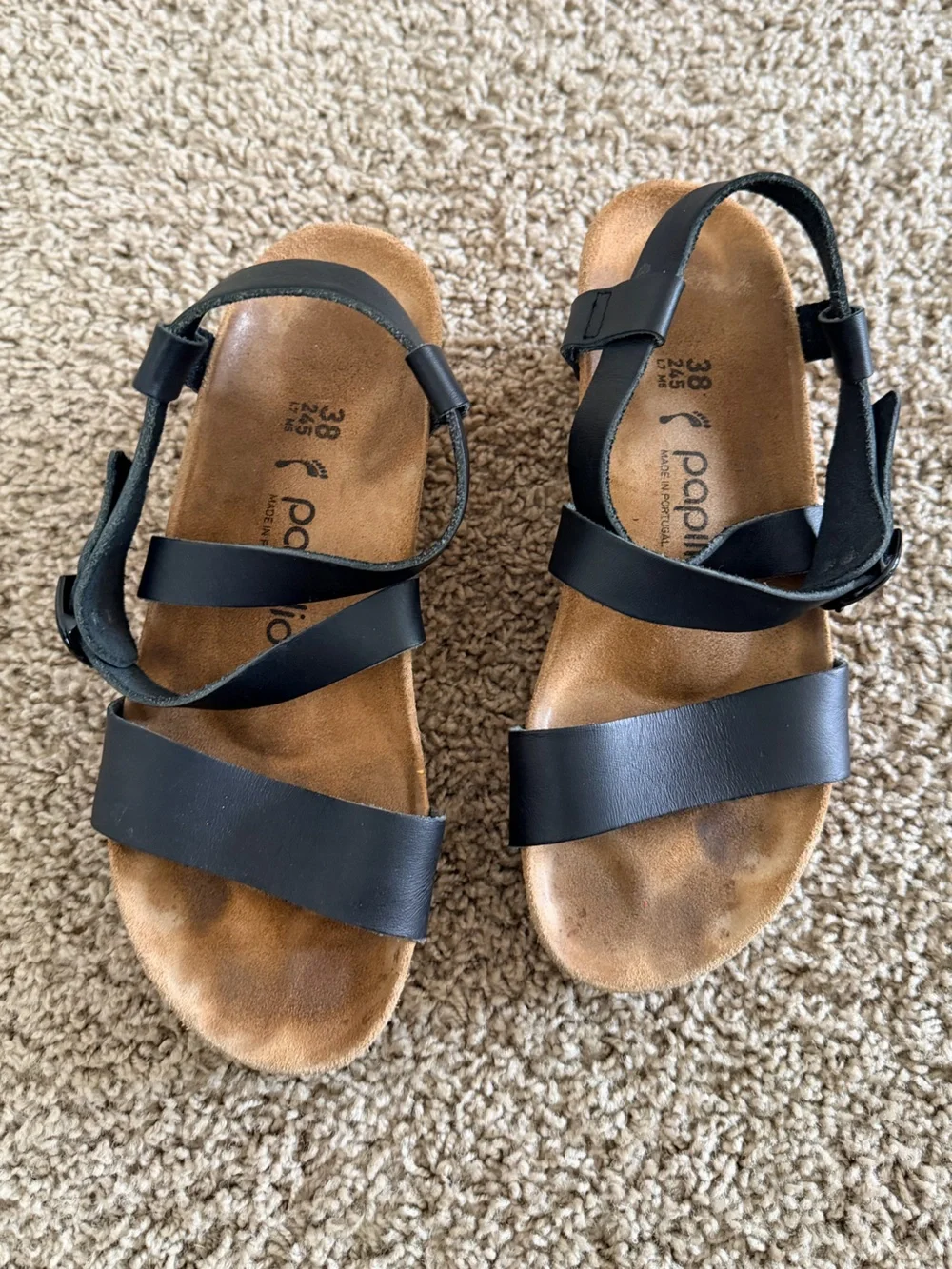 Birkenstock Papillio Black Leather Wedges